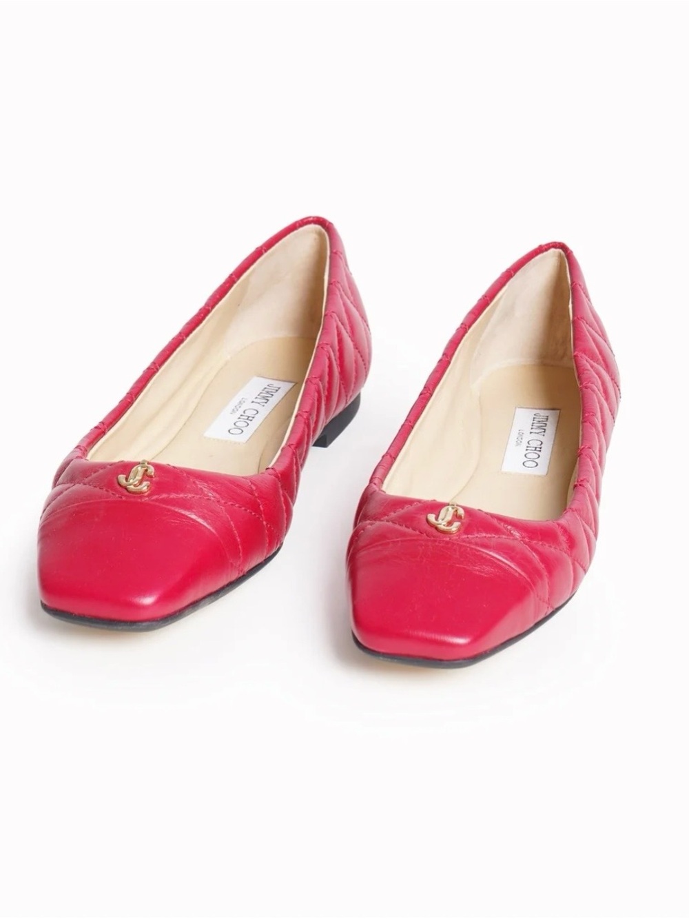 Jimmy Choo Leni Raspberry Quilted Leather Ballet Flats 39.5
